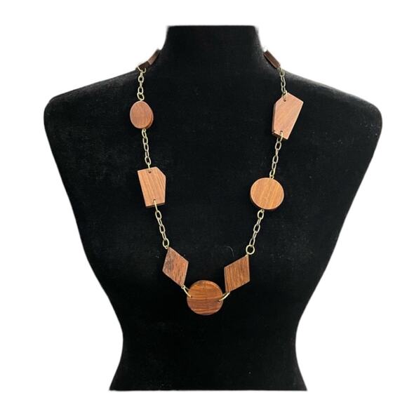 Vintage MID CENTURY STYLE with Gold tone chain Necklace 14” - Picture 1 of 9